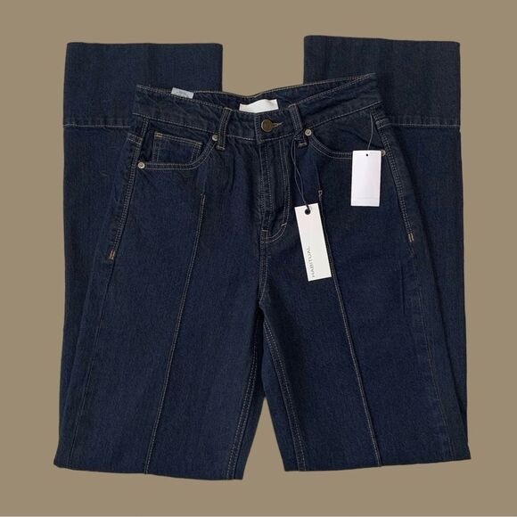 ⚡️SALE⚡️Habitual Pin-tuck Dark Wash Straight Leg Denim Jeans Size 0/25 TALL NWT - Picture 3 of 10